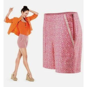 Cabi Picnic Shorts Womens Size 0 Pink and Red Dot Snake Print Side Zip 5121